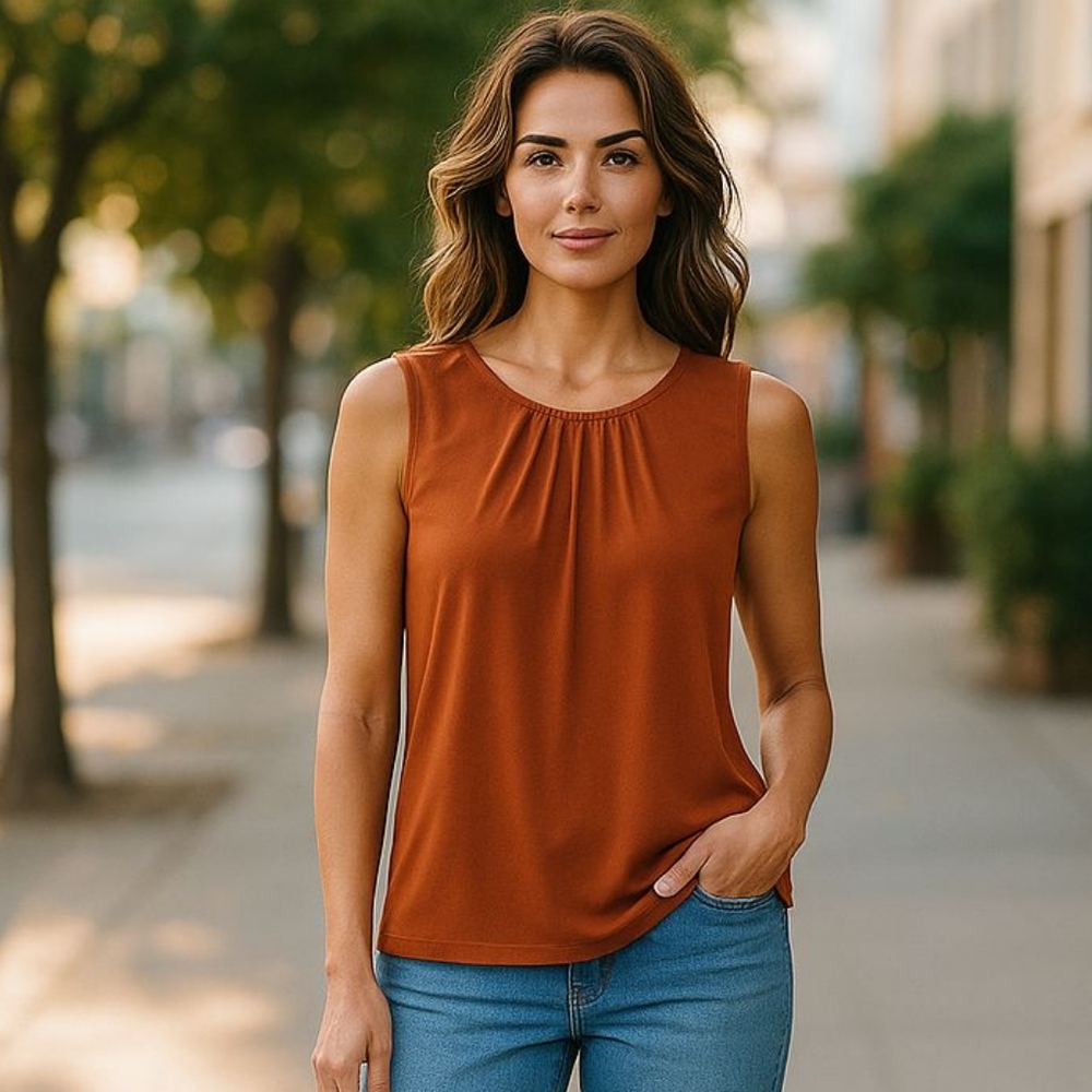 Calvin Klein Women's Sleeveless Rust Top